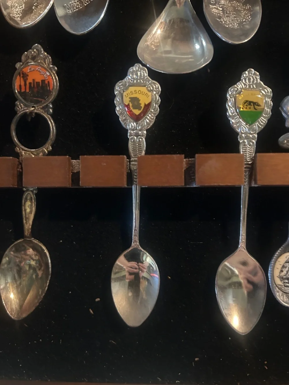 Collector’s Display Case of Decorative 26 Souvenir Spoons